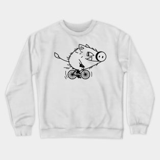 Funny boar rides a bicycle Crewneck Sweatshirt